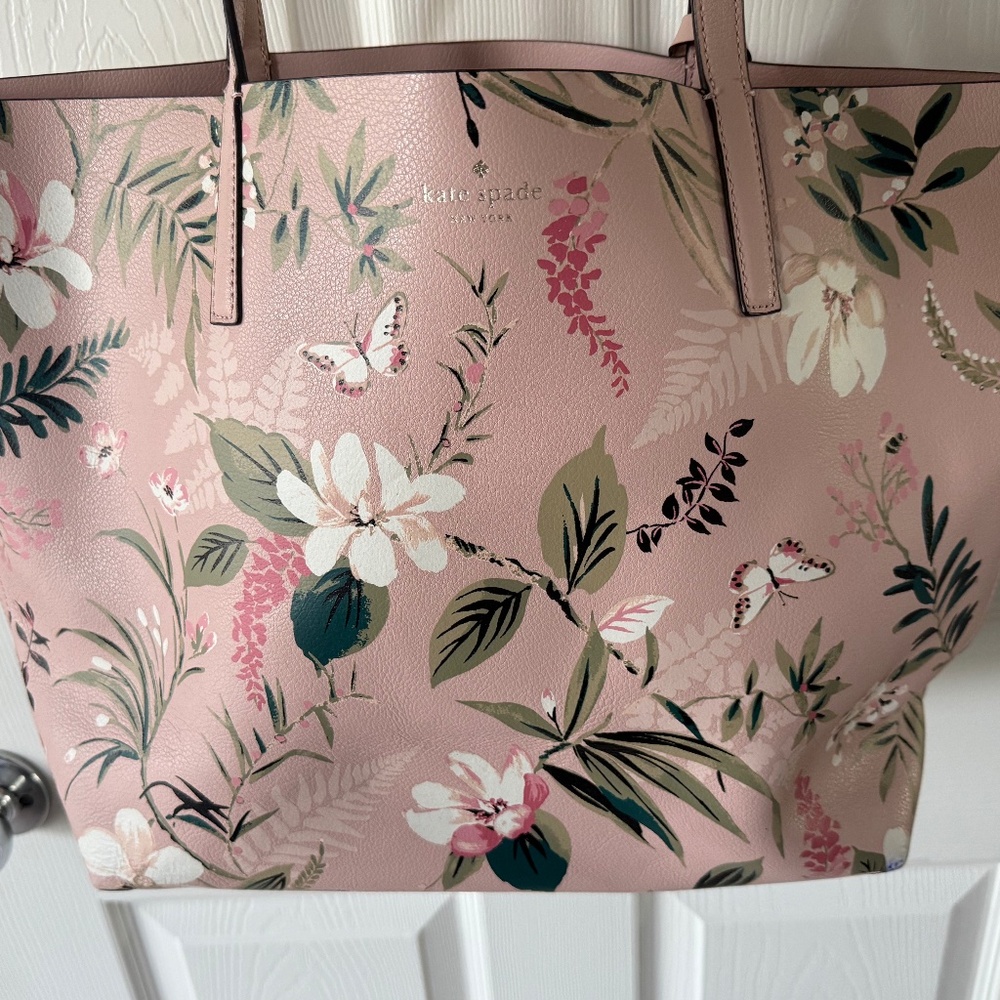 Kate Spade Arch Place Mya Botanical Reversible Tote Pink Floral